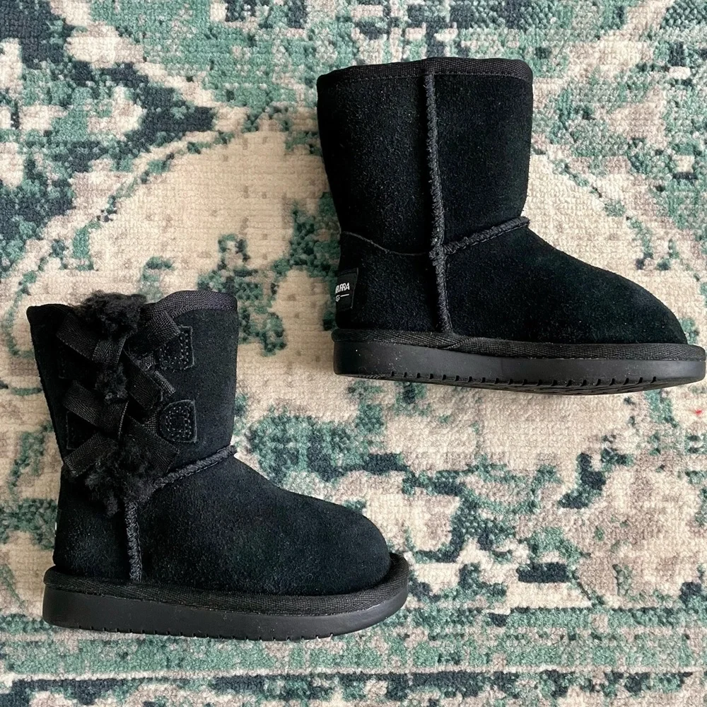NWOT Black Koolaburra Ugg Boots Toddler Size 6 Bows Slip On Winter Snow